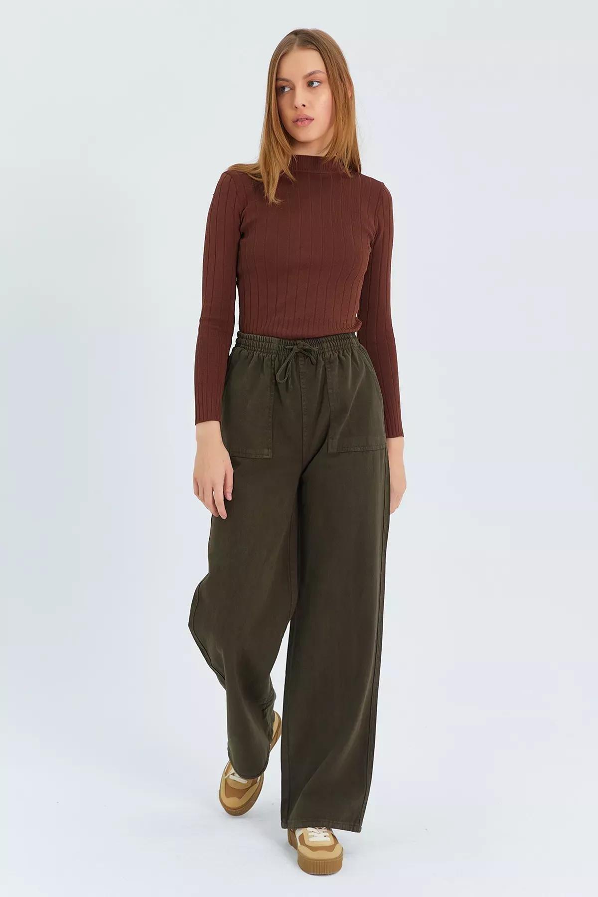 Green Pocket Detailed Wide Leg Trousers, , large image number 3