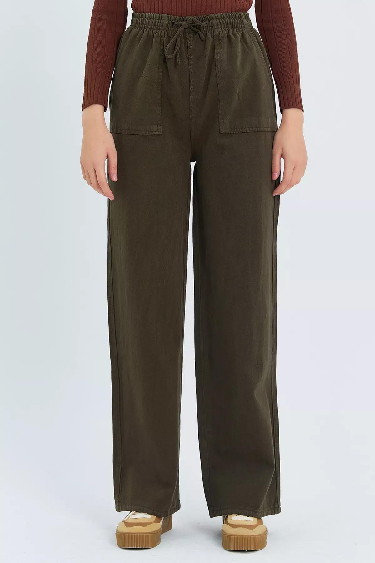 Green Pocket Detailed Wide Leg Trousers, , large image number 4