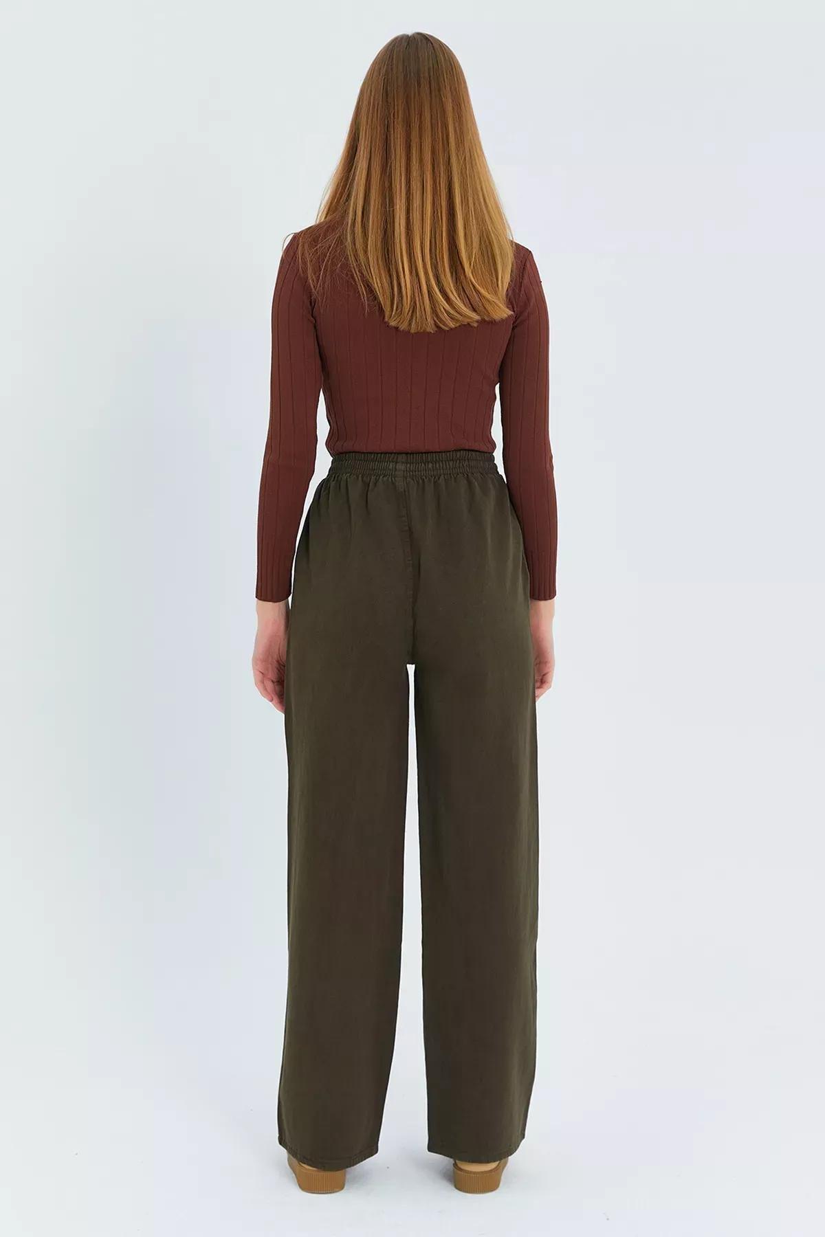Green Pocket Detailed Wide Leg Trousers, , large image number 5