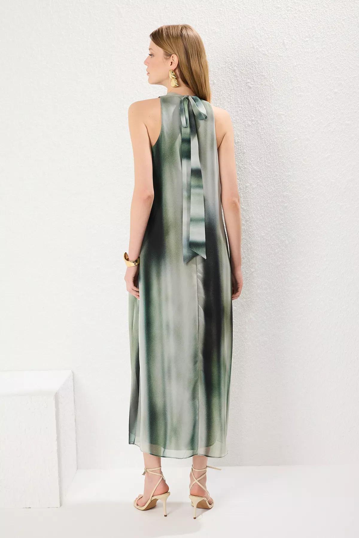 Green Abstract Maxi Dress, Green, large image number 3