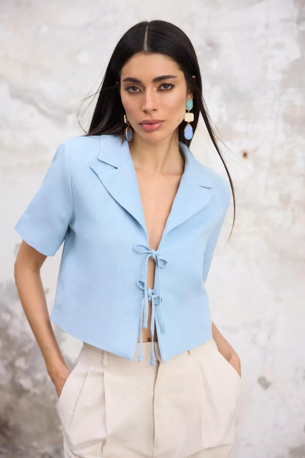 Light Blue Casual Blazer Jacket, , large image number 1