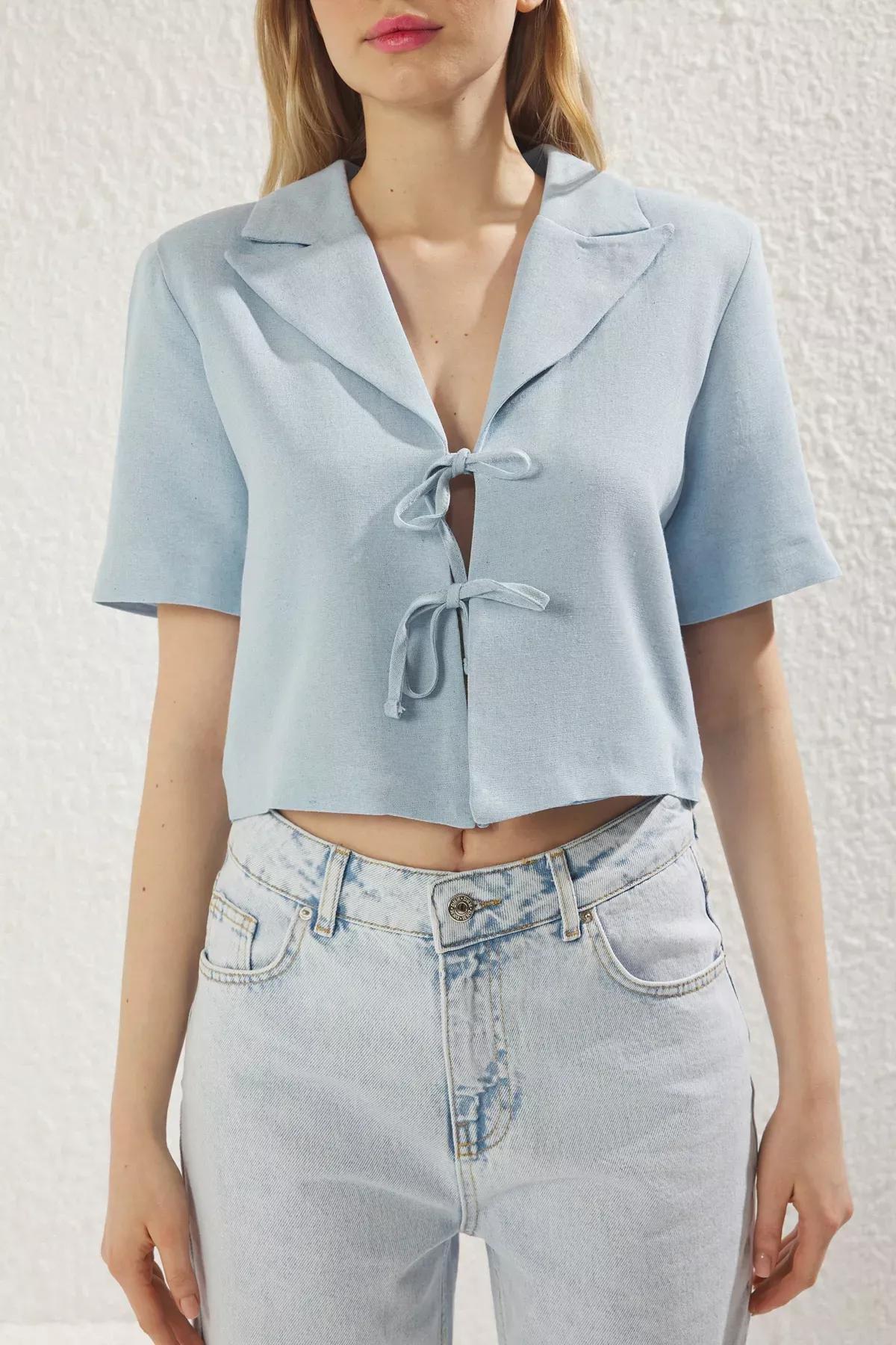 Light Blue Casual Blazer Jacket, , large image number 3