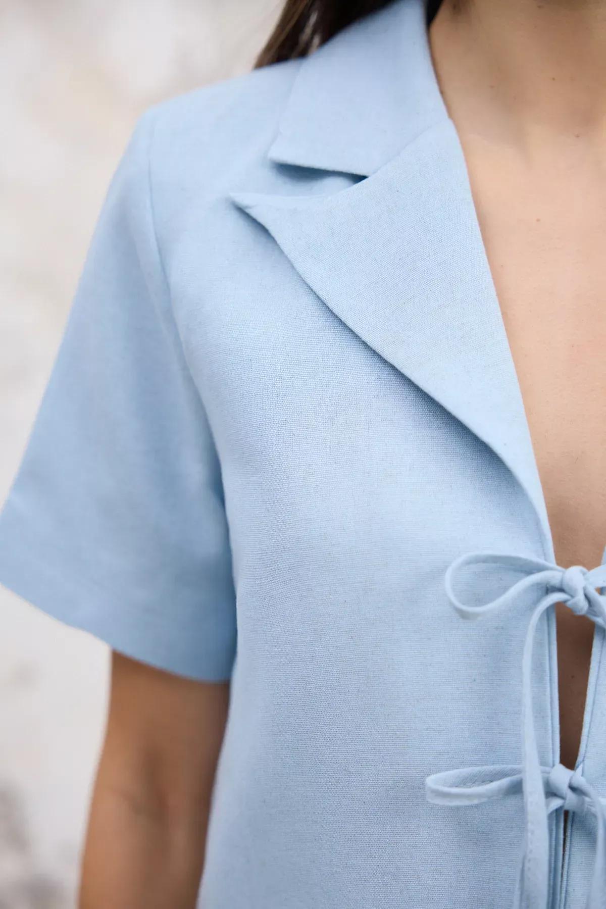 Light Blue Casual Blazer Jacket, , large image number 4