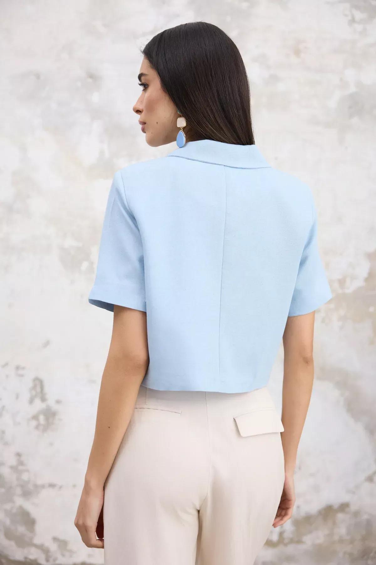 Light Blue Casual Blazer Jacket, , large image number 6