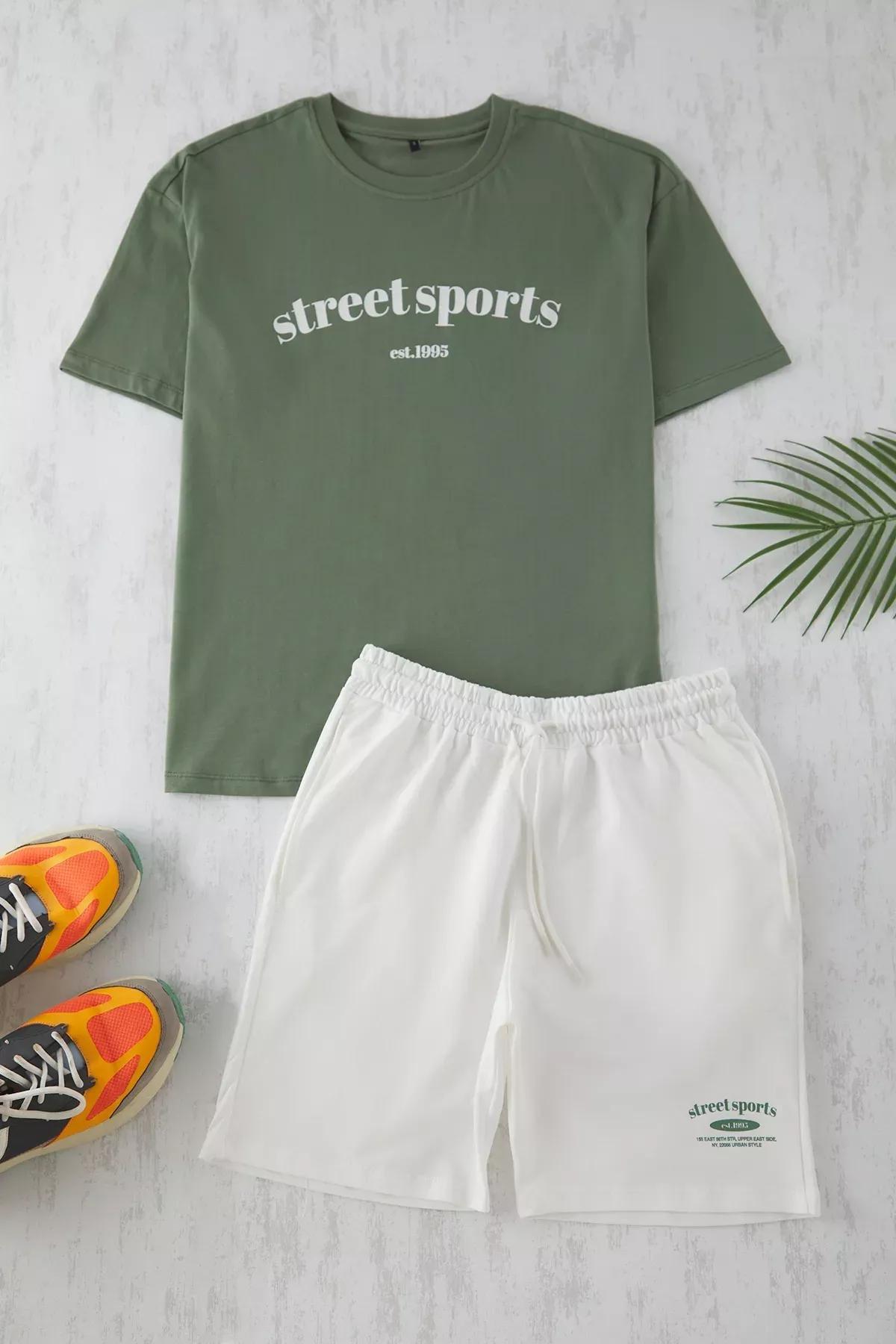 Green-Beige 2-Piece Tracksuit Set, Emerald, large image number 4