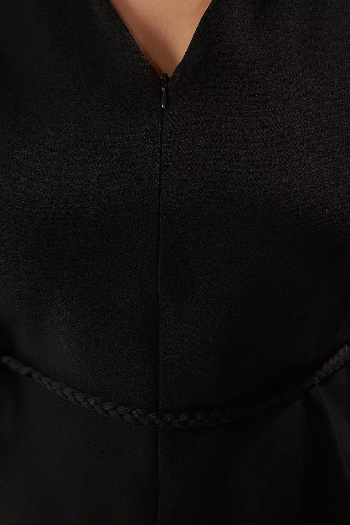 Black Knit Belted Zip Jumpsuit, , large image number 3