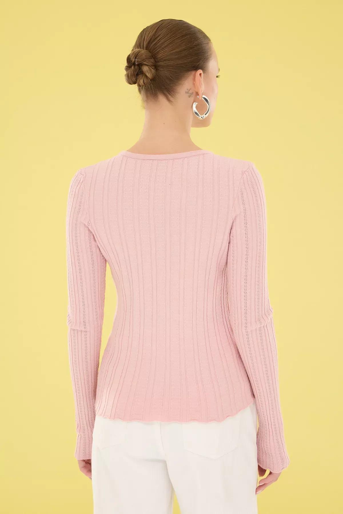 Pink Yarn Knitted Ribbon Cardigan, , large image number 4