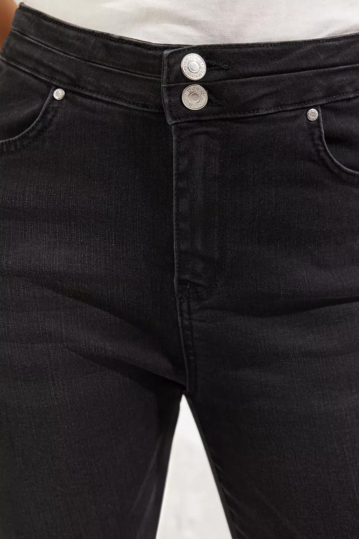 Black Button Skinny Fit Jeans, , large image number 3