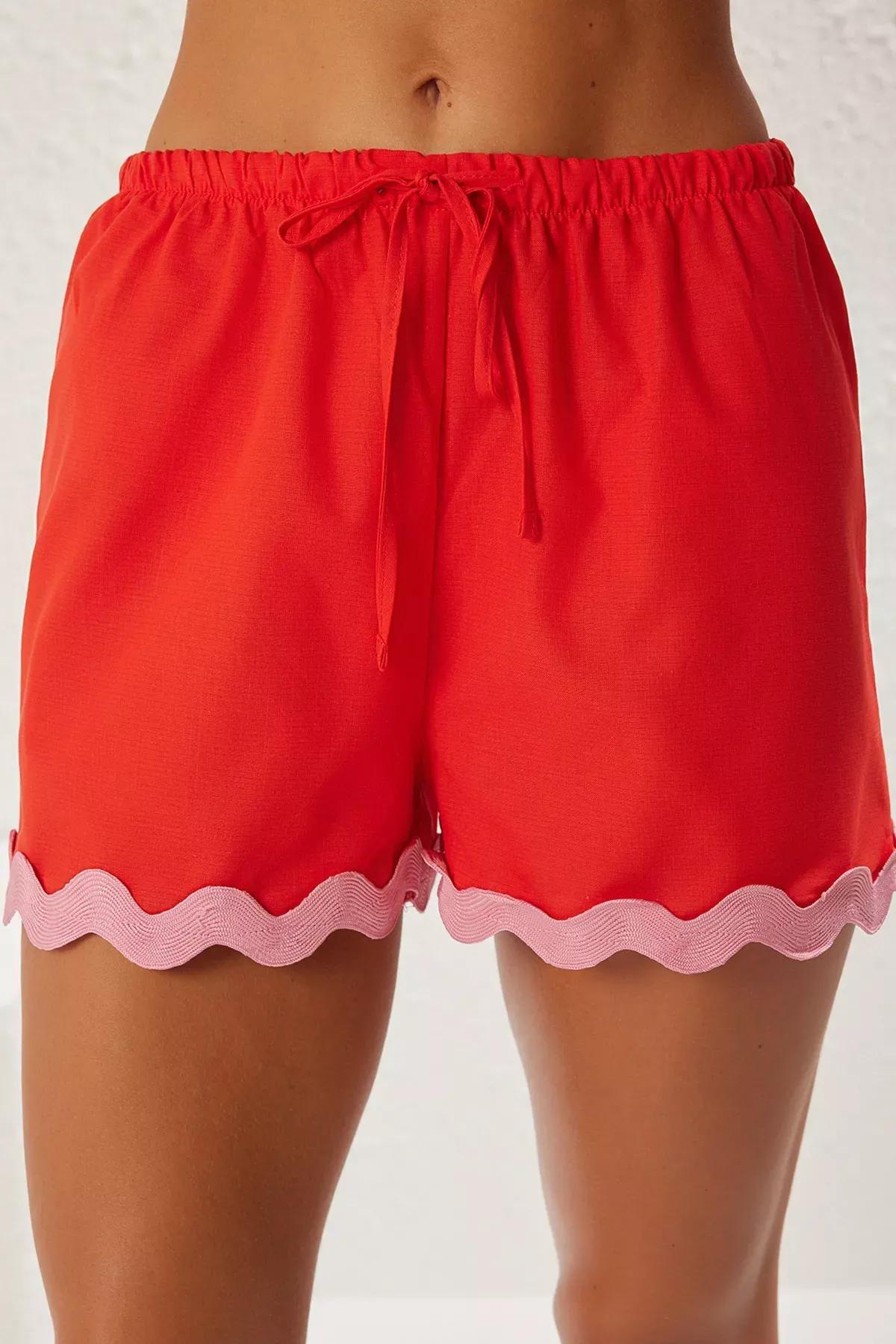 Red Pink Stripe Kimono Shorts Set, , large image number 3