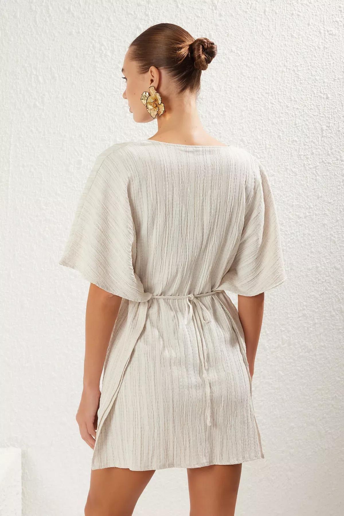 Beige Muslin Dress, , large image number 4