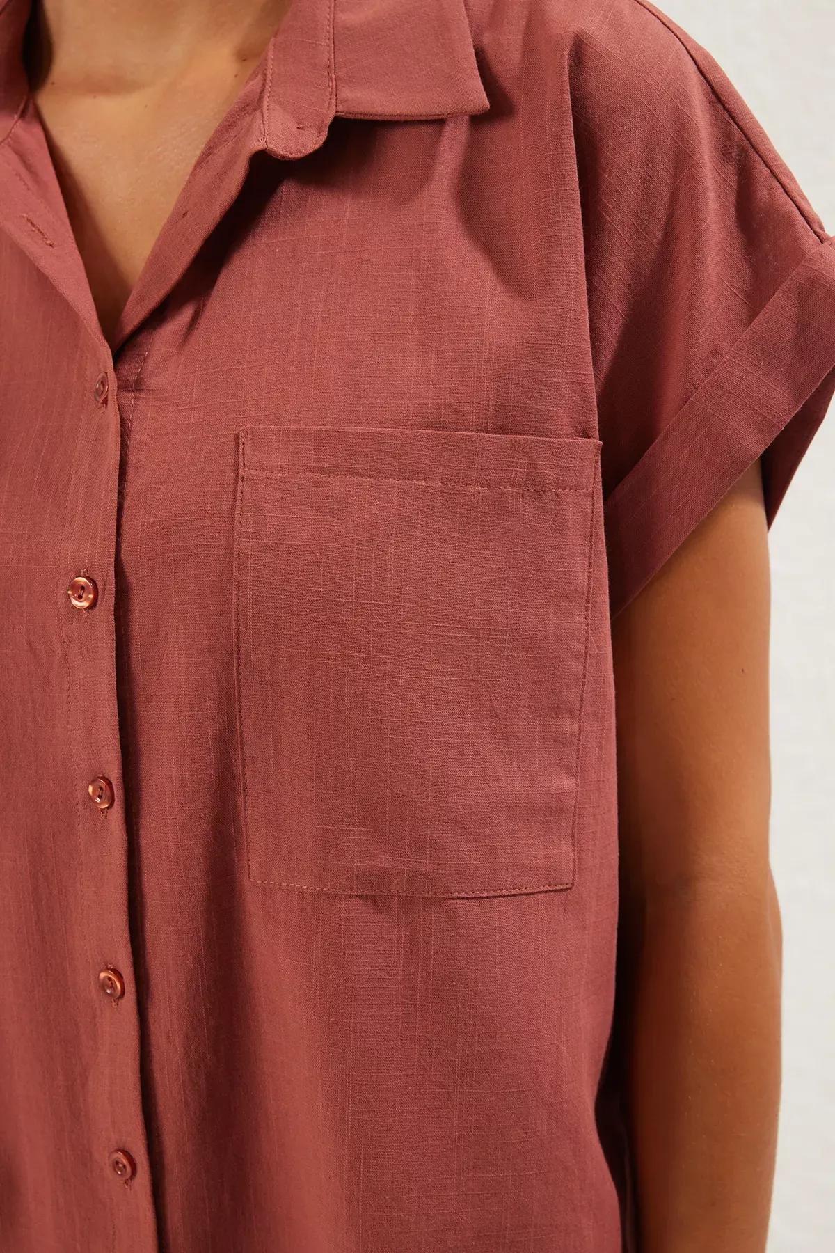 قميص شاطئ منسوج من قماش بدرجات لون مدمجة، بني, Brown, large image number 4