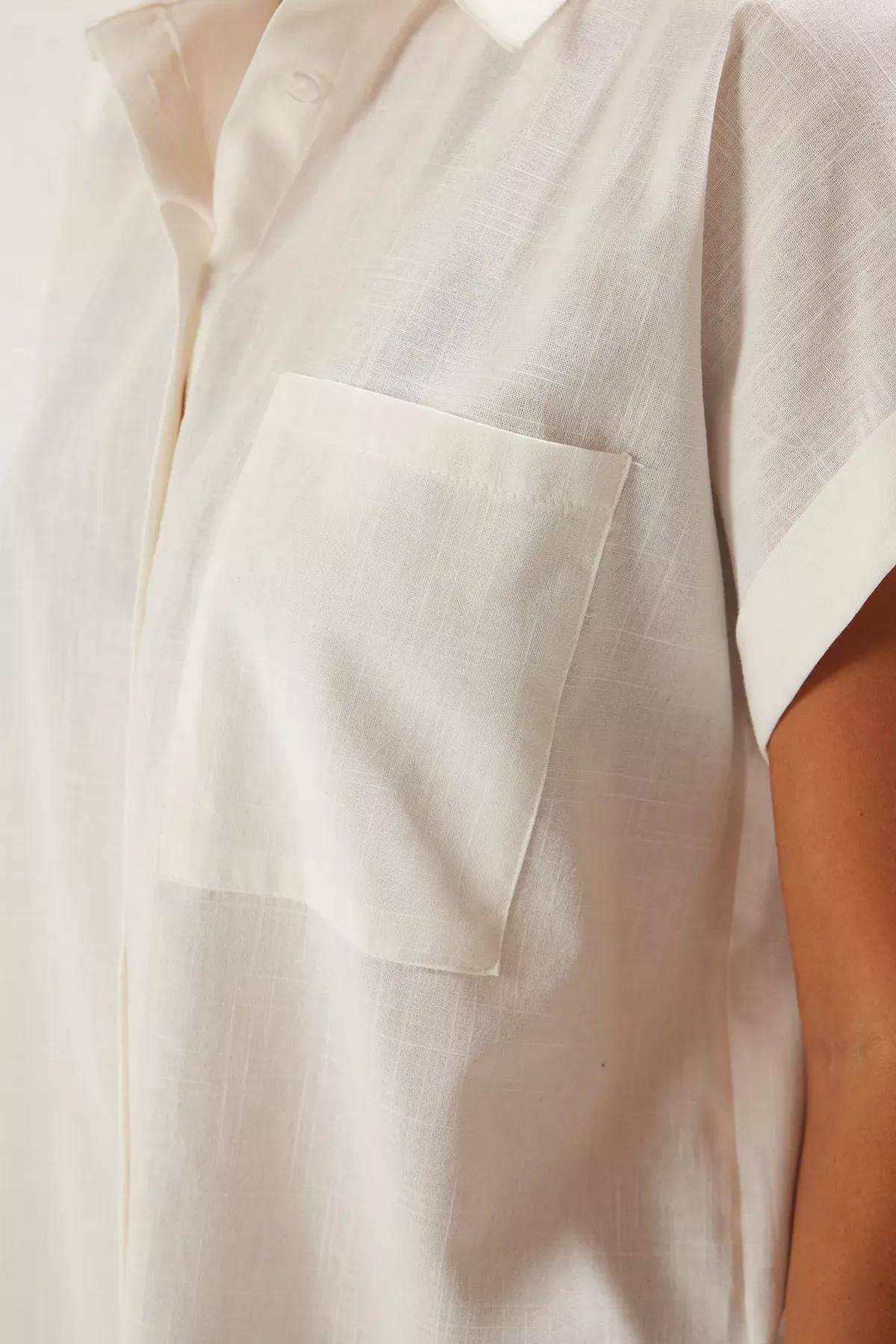 قميص شاطئ من قماش بدرجات لون مدمجة، بيج, Ecru, large image number 3