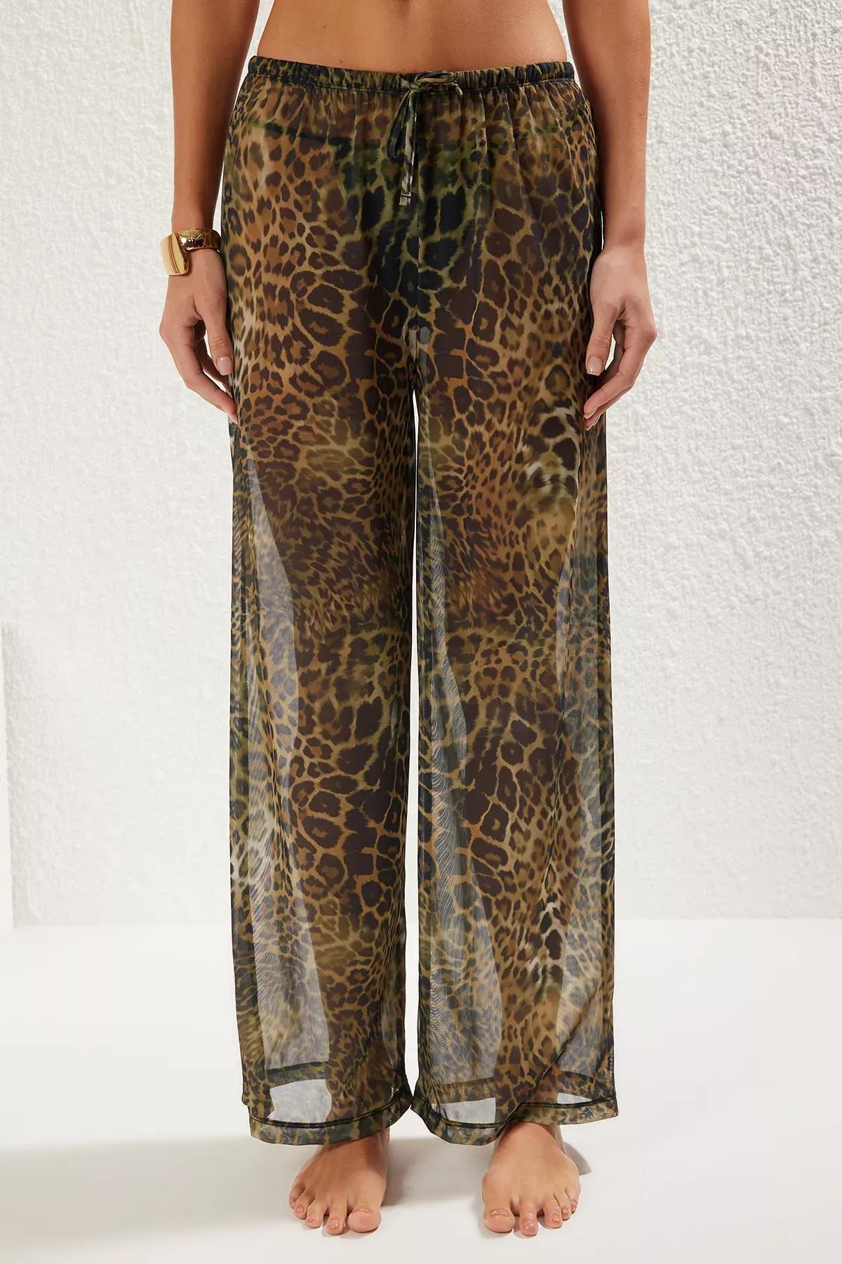 Leopard Knitted Beach Pants, , large image number 2