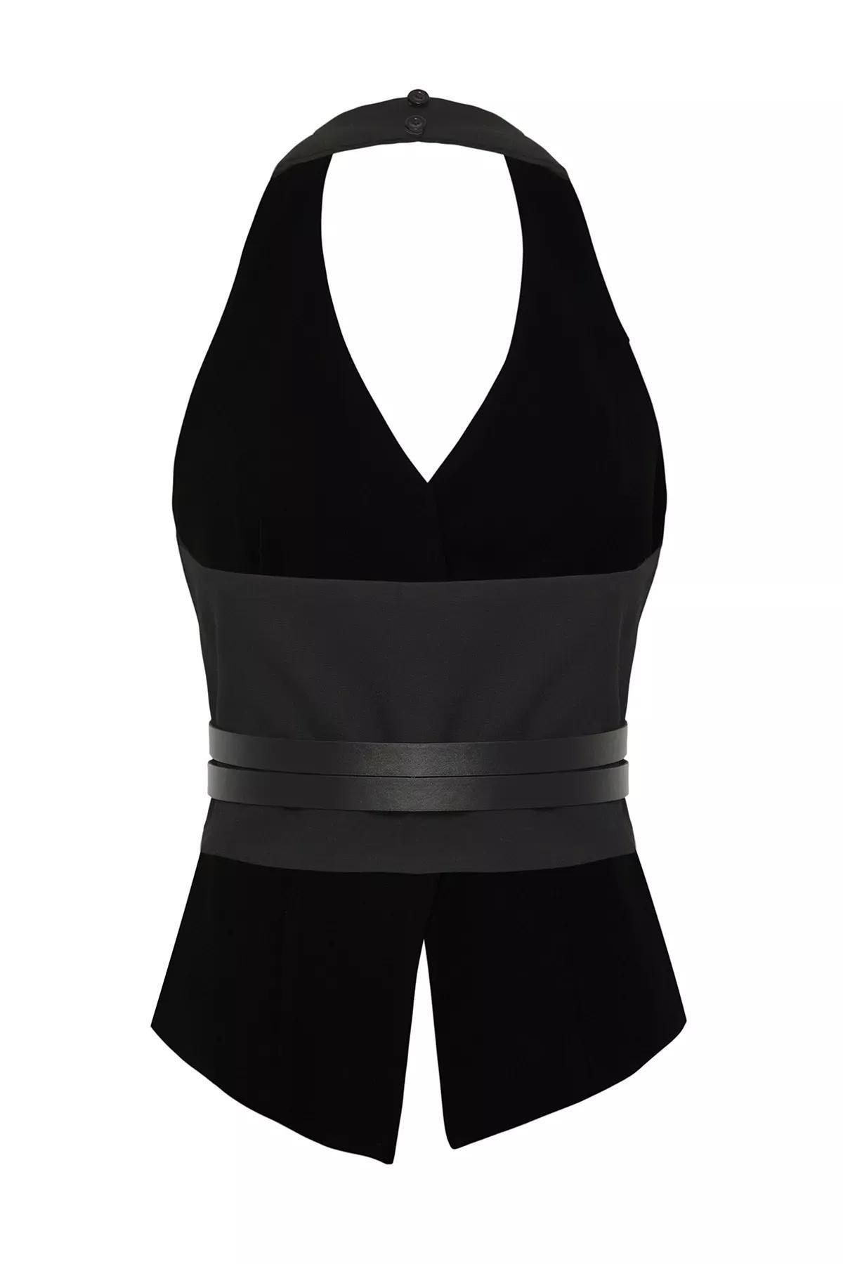 Black Limited Edition Fitted Belted Vest, BLACK, large image number 4