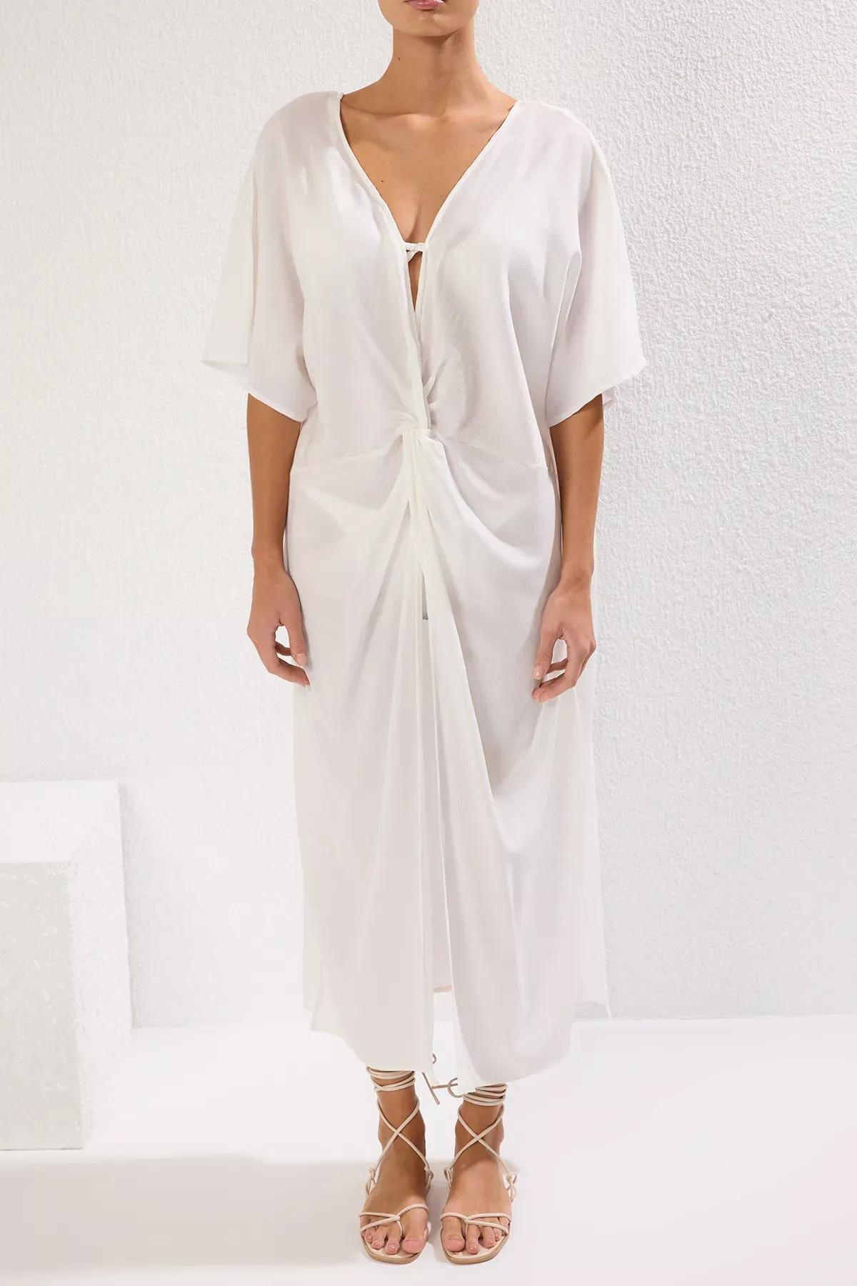 Beige Tie-Up Maxi Dress, , large image number 2