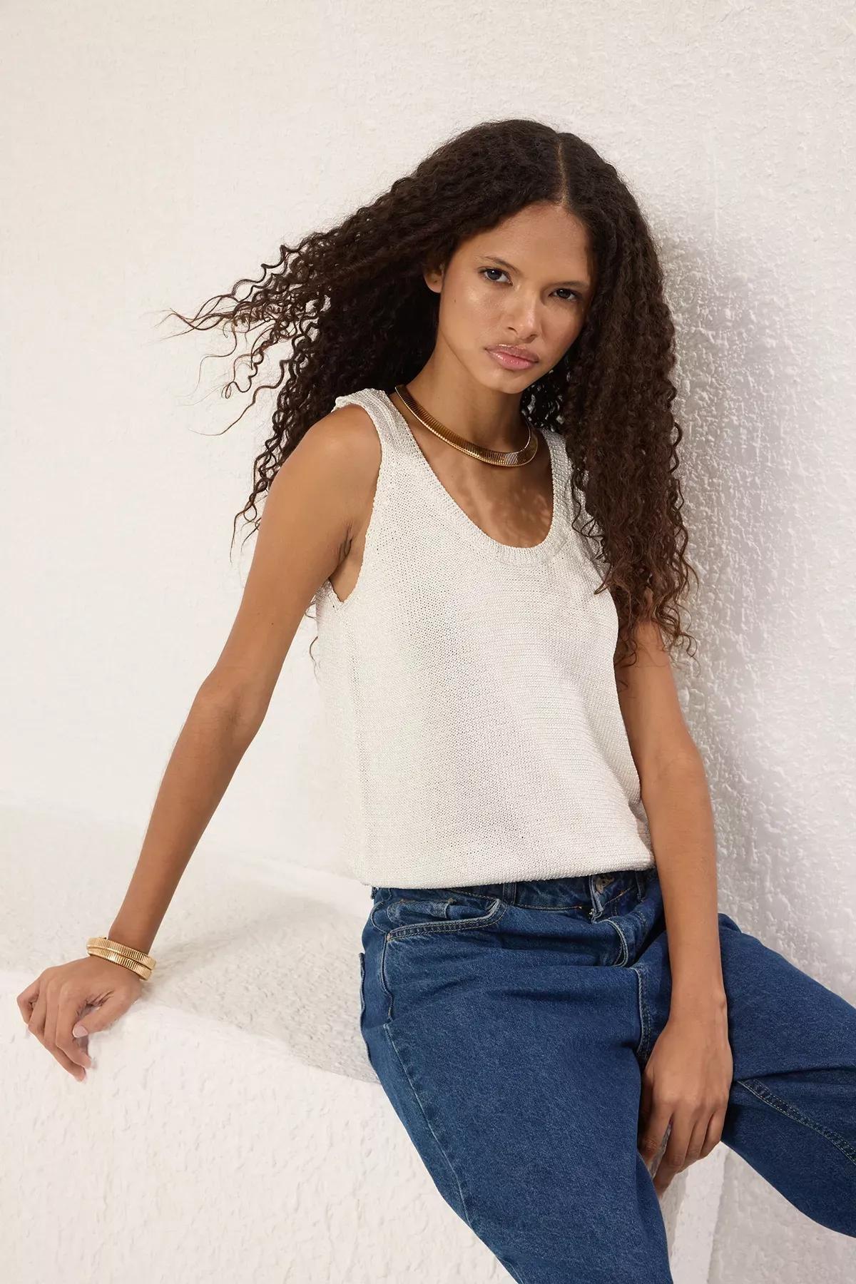Grey Pool Collar Metallic Blouse, LIGHT GREY, large image number 1