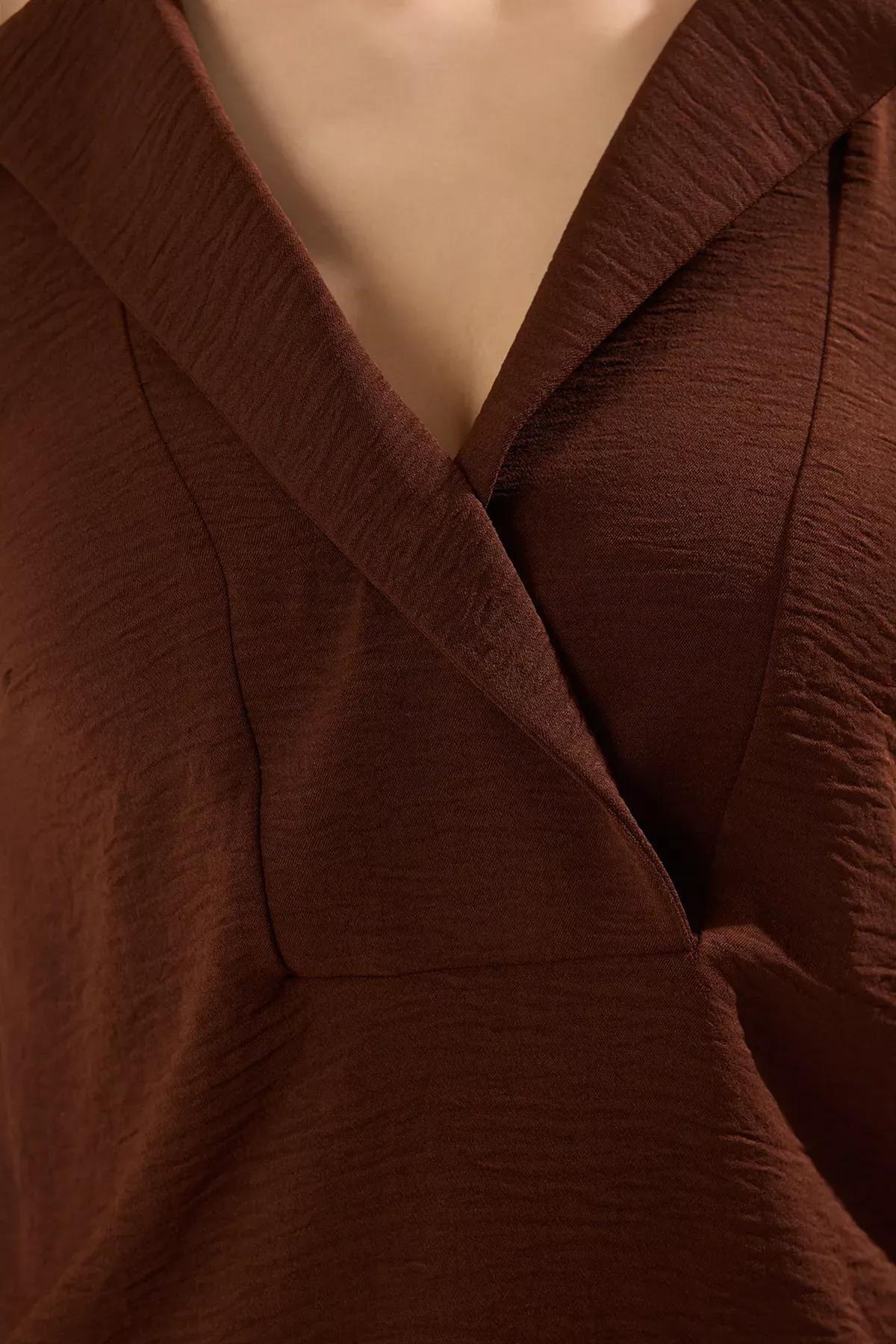 Brown Sleeveless Double Breasted Blouse, , large image number 2