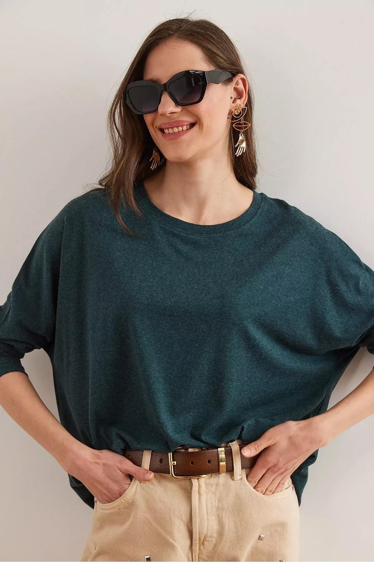 Green  Batwing Blouse, Emerald, large image number 2