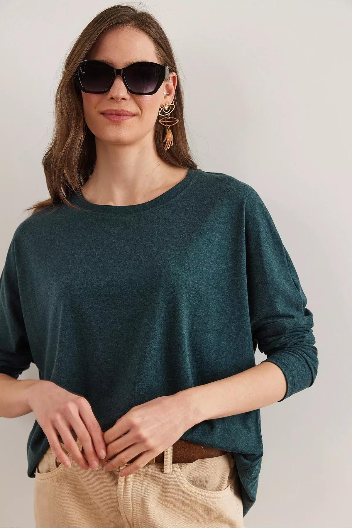 Green  Batwing Blouse, Emerald, large image number 3