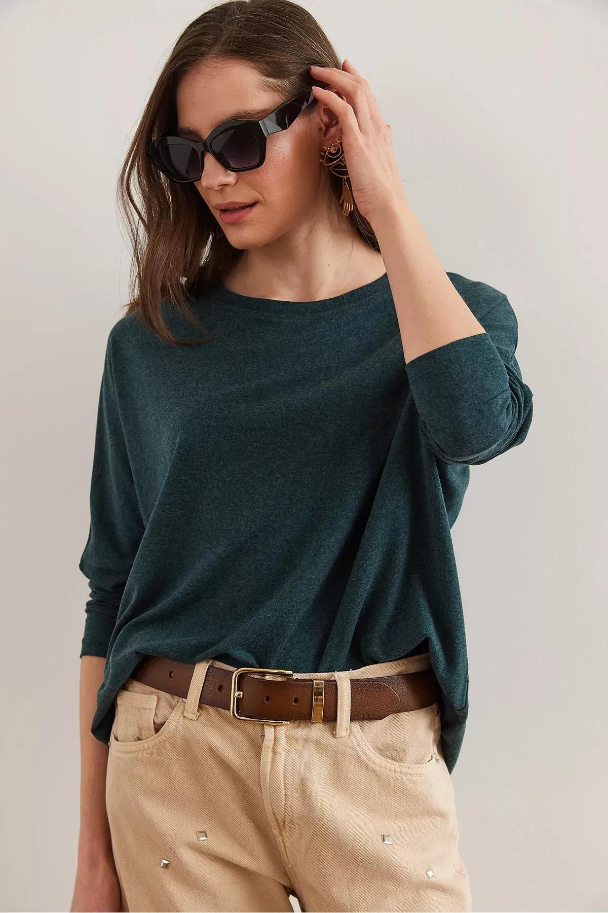 Green  Batwing Blouse, Emerald, large image number 4