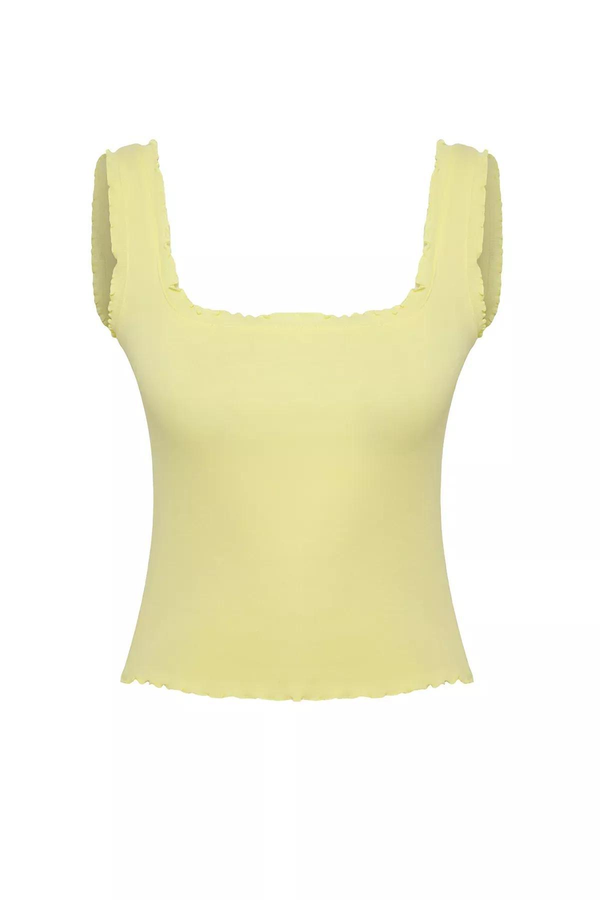 Yellow Stitched Fitted Undershirt, , large image number 0