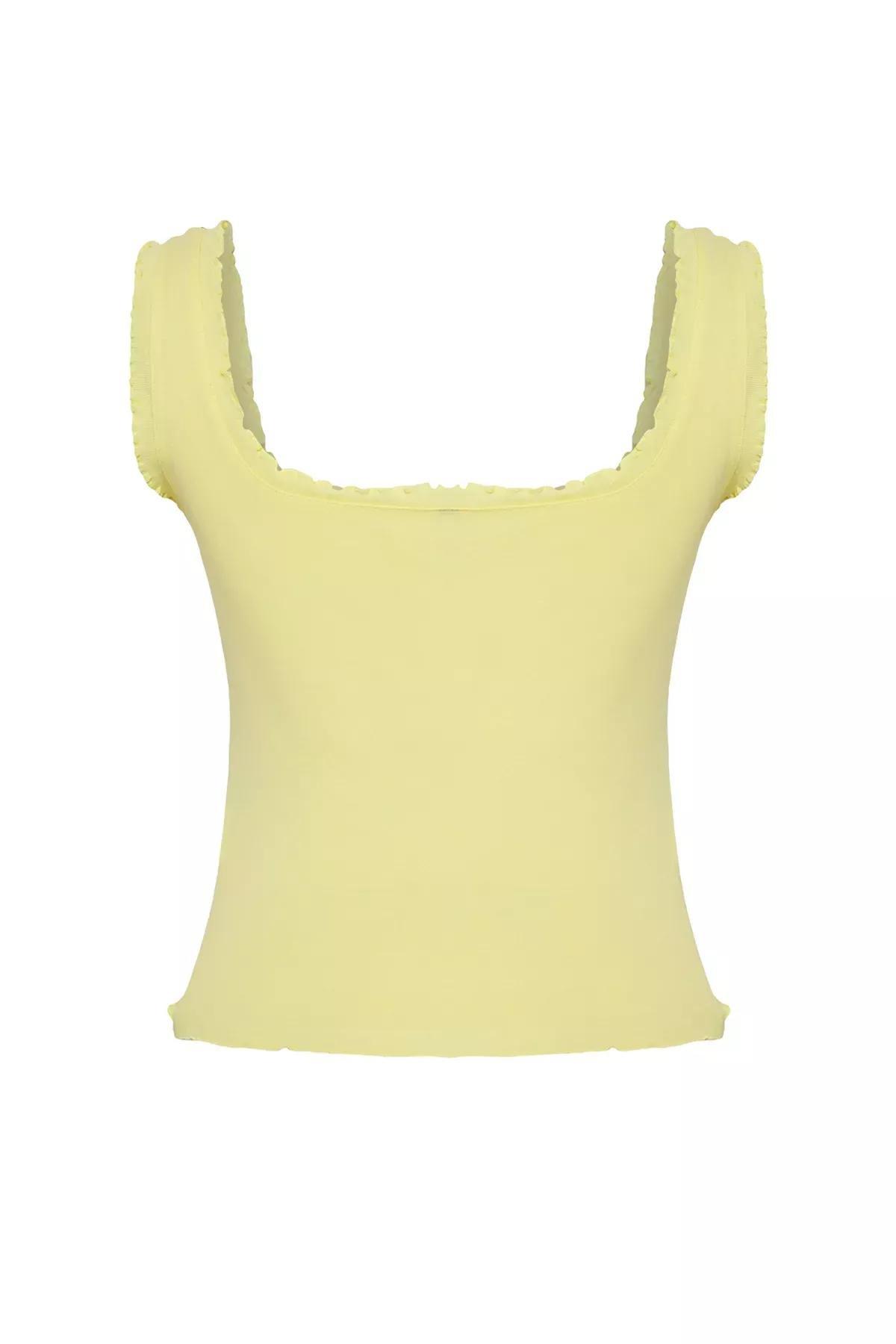 Yellow Stitched Fitted Undershirt, , large image number 1