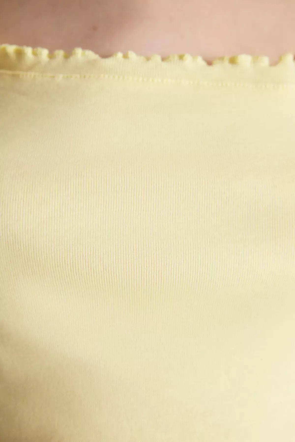 Yellow Stitched Fitted Undershirt, LIGHT YELLOW, large image number 4
