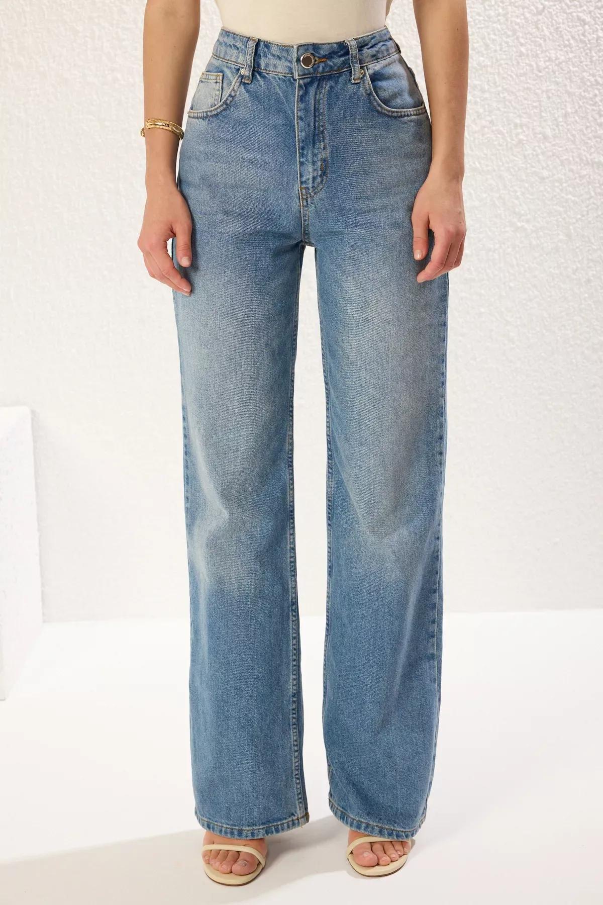 Blue Wide Leg Jeans, Blue, large image number 2