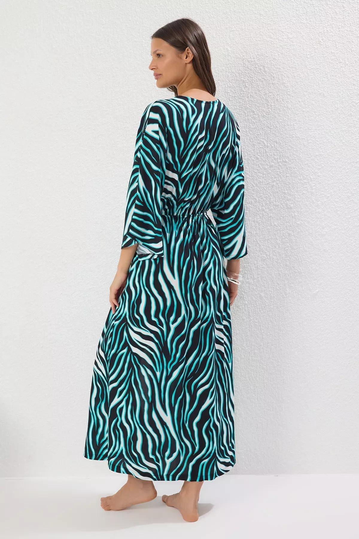 Black Zebra Patterned Maxi Dress, , large image number 3