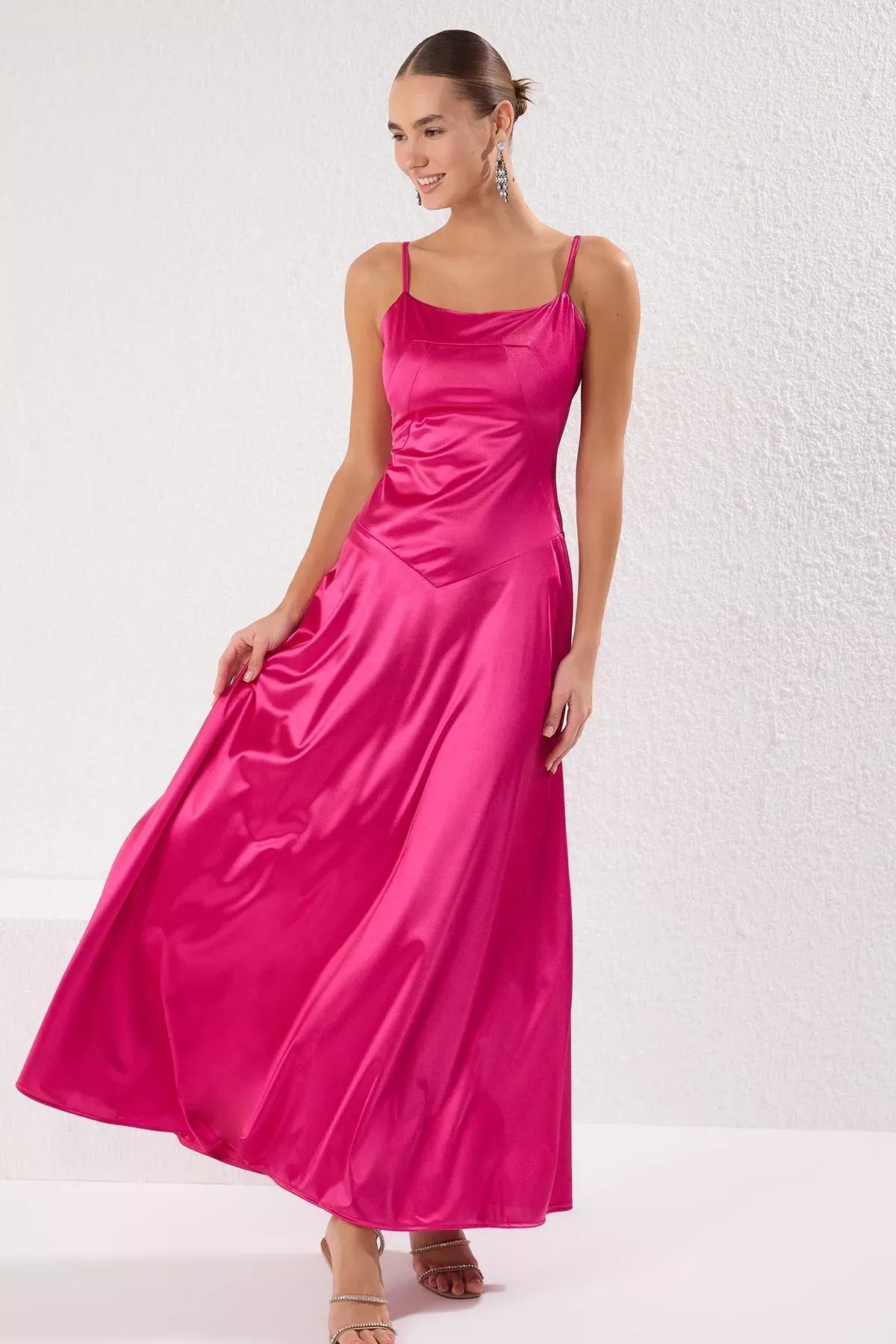 Pink A-Line Satin Knit Occasionwear Dress, , large image number 1