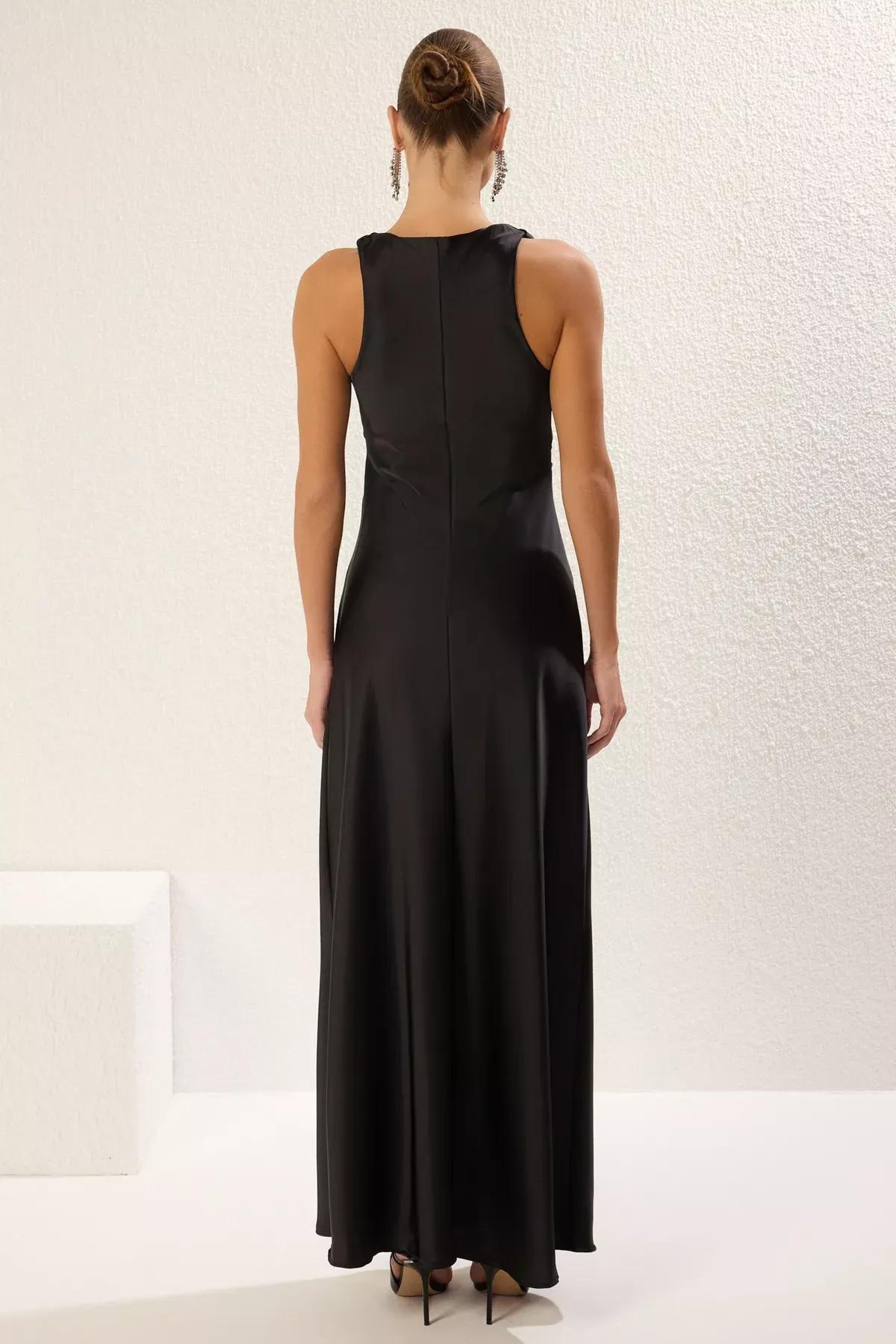 Black Bodycon Satin Occasionwear Dress, , large image number 4