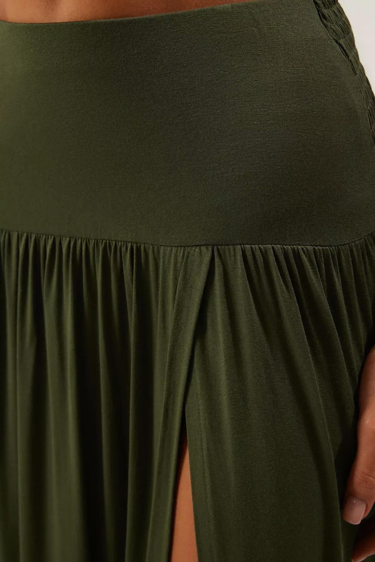 Green Slit Tie Beach Skirt, , large image number 3