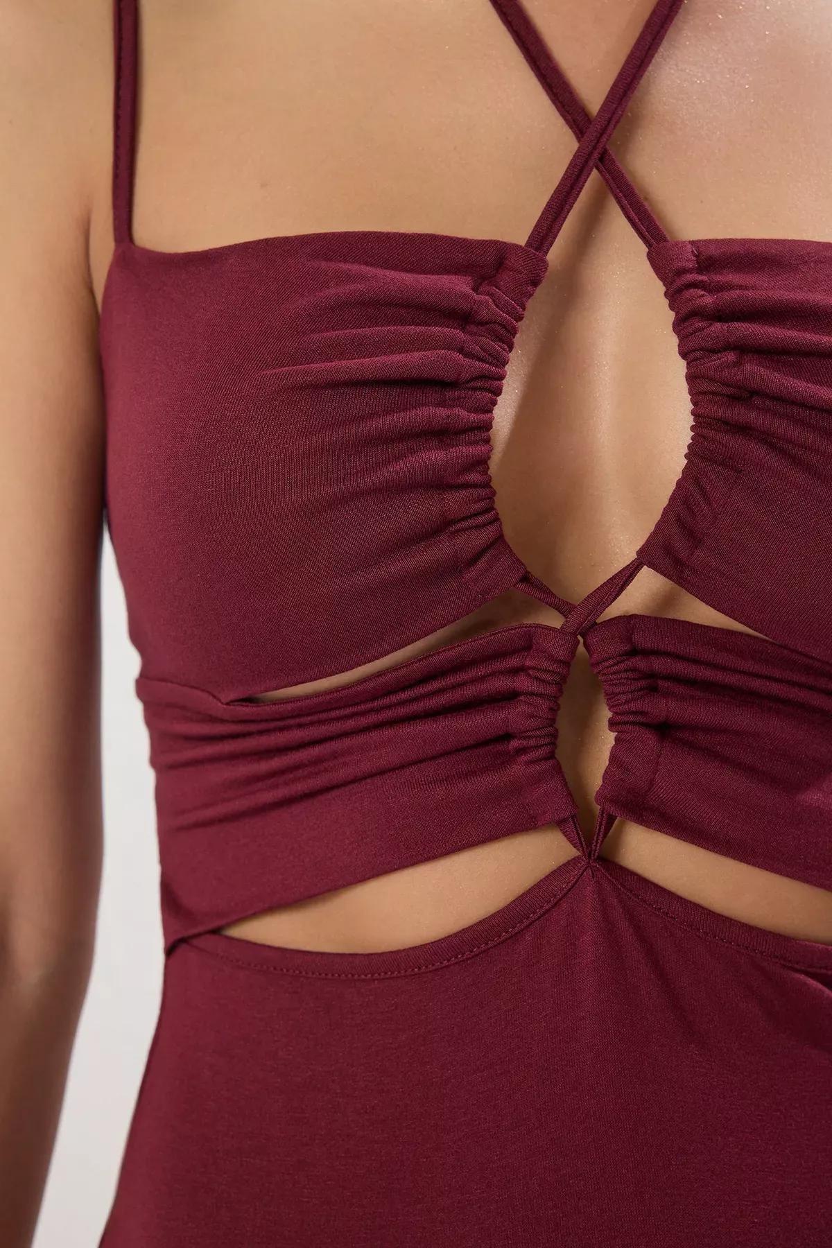 Burgundy Cut-Out Maxi Dress, , large image number 2