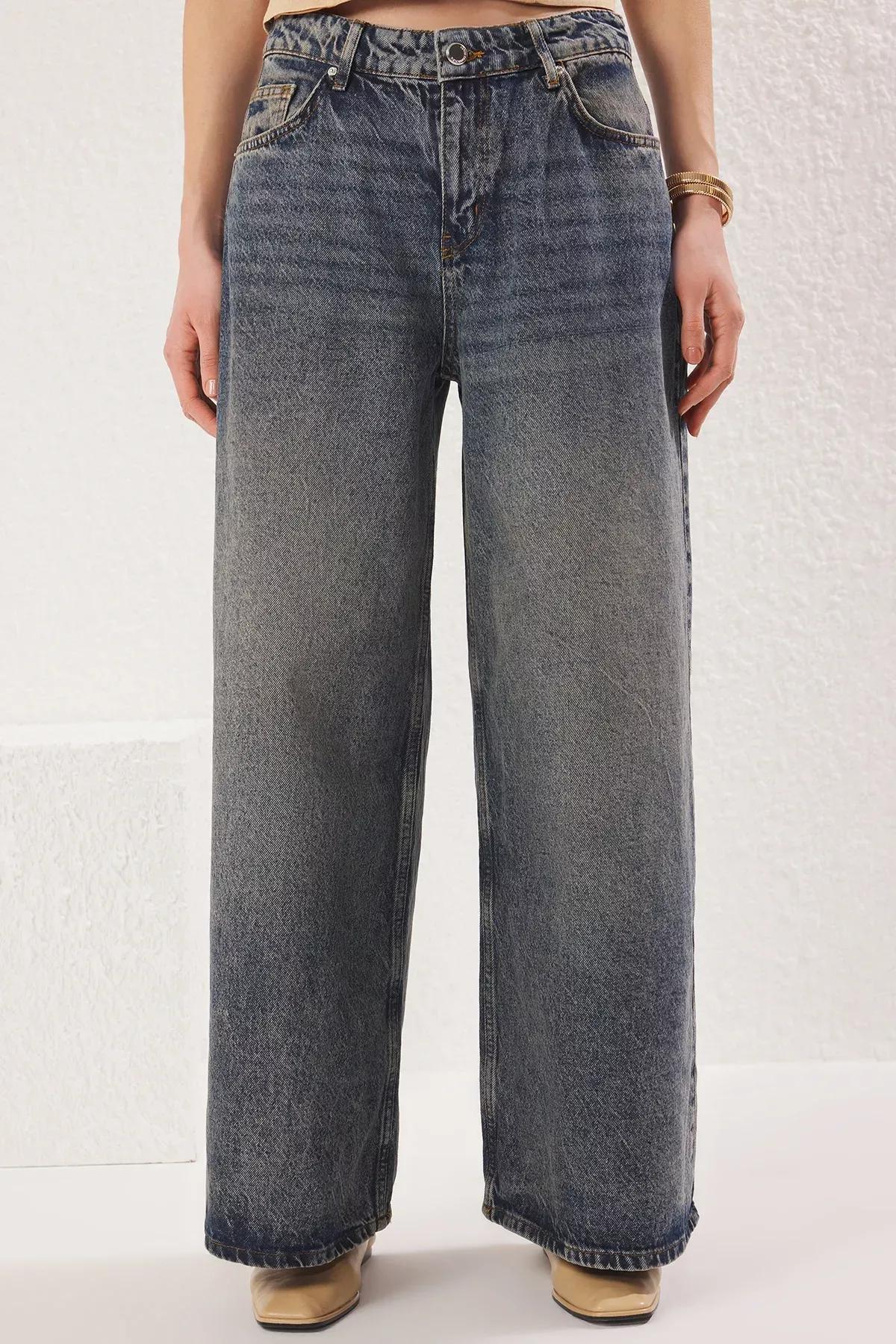 Blue Faded Low Waist Jeans, DARK BLUE, large image number 2