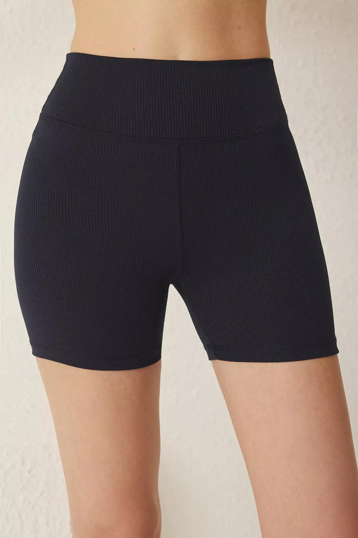 Navy Corduroy Reflective Print Knitted Sportswear Shorts, , large image number 2