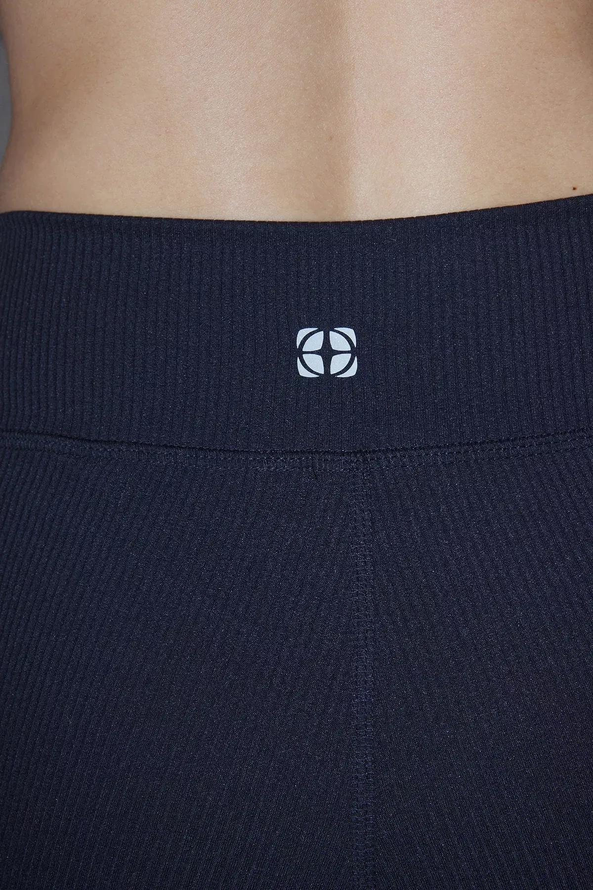 Navy Corduroy Reflective Print Knitted Sportswear Shorts, , large image number 3