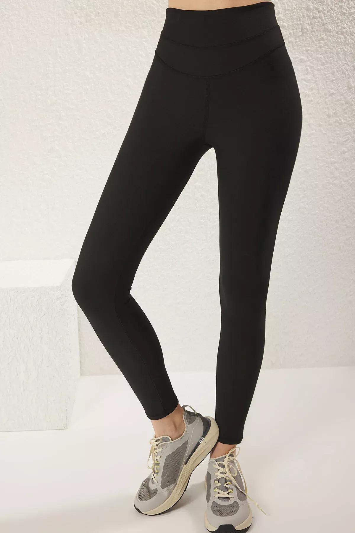 Black Stitch Detail Full Length Sports Tights, , large image number 2