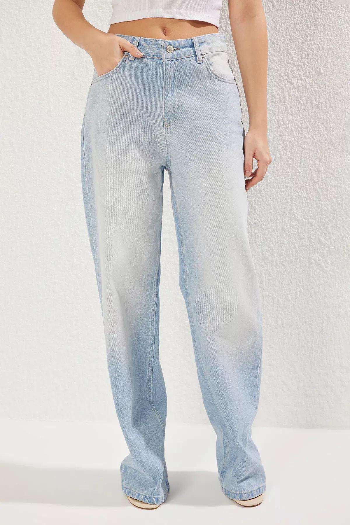 Blue Low Waist Wide Jeans, , large image number 2
