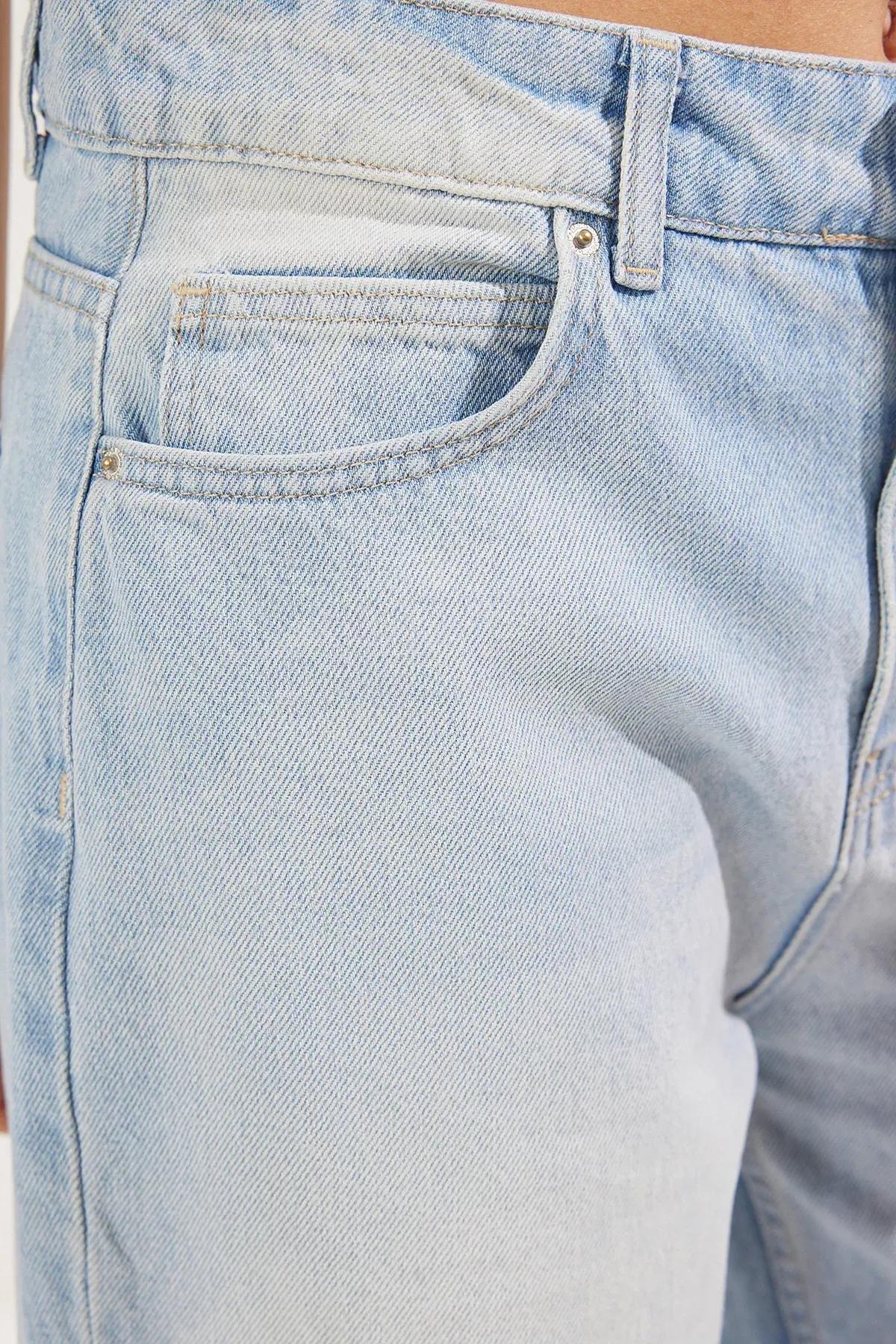 Blue Low Waist Wide Jeans, , large image number 3