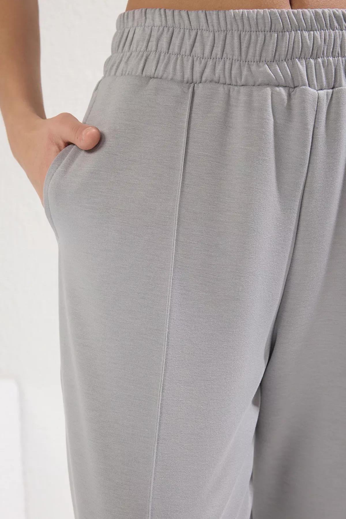 Dolphin Grey Ribbed Flexible Trousers, Grey, large image number 4