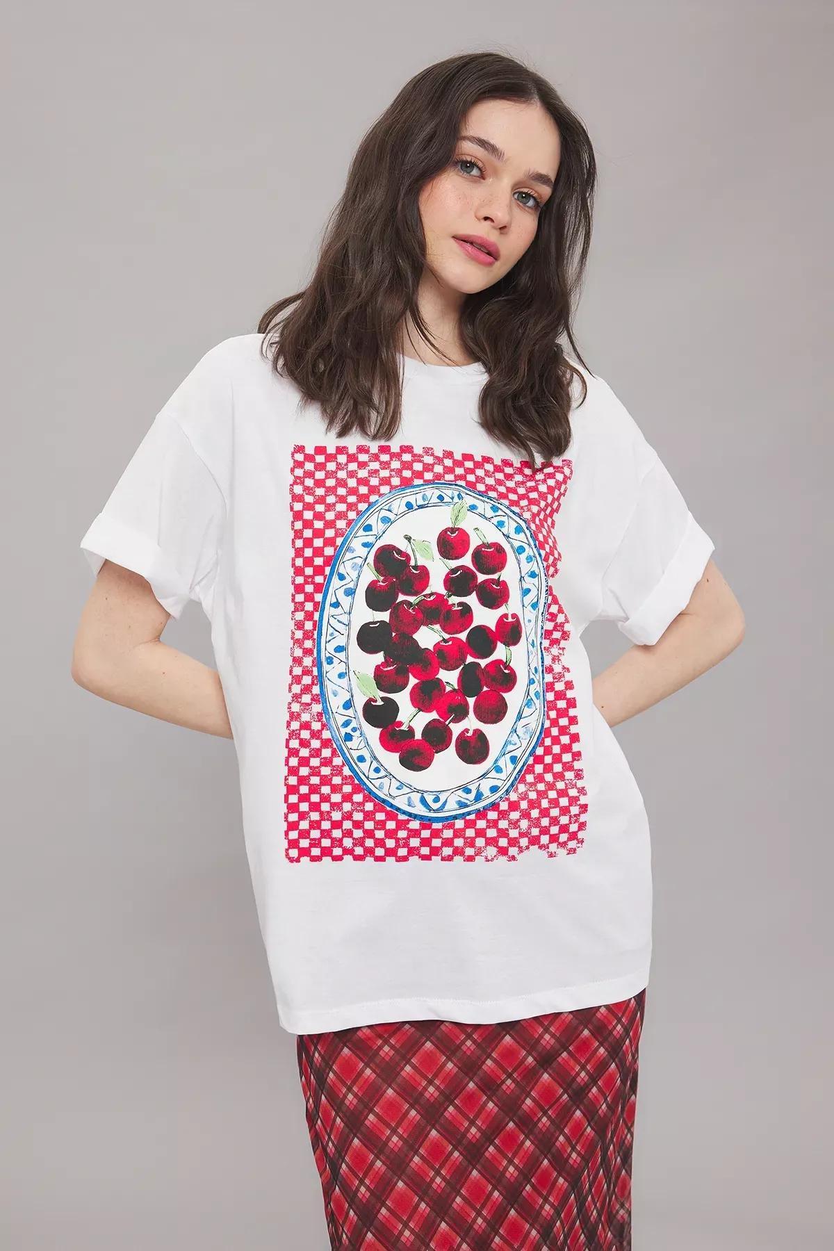 White Printed T-Shirt, White, large image number 0