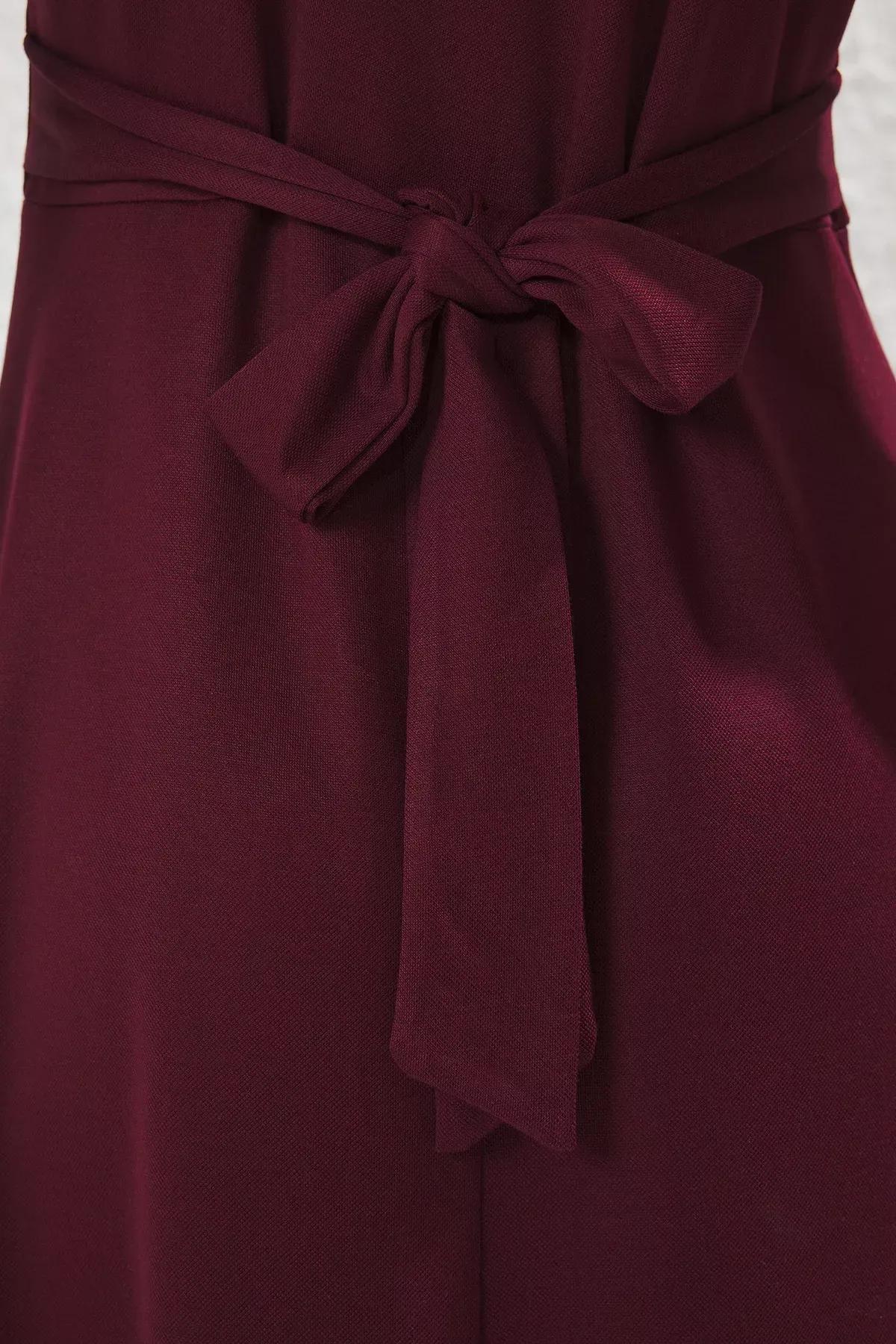 فستان طويل من قماش بيكيه بفتحة، بنفسجي, Plum, large image number 2
