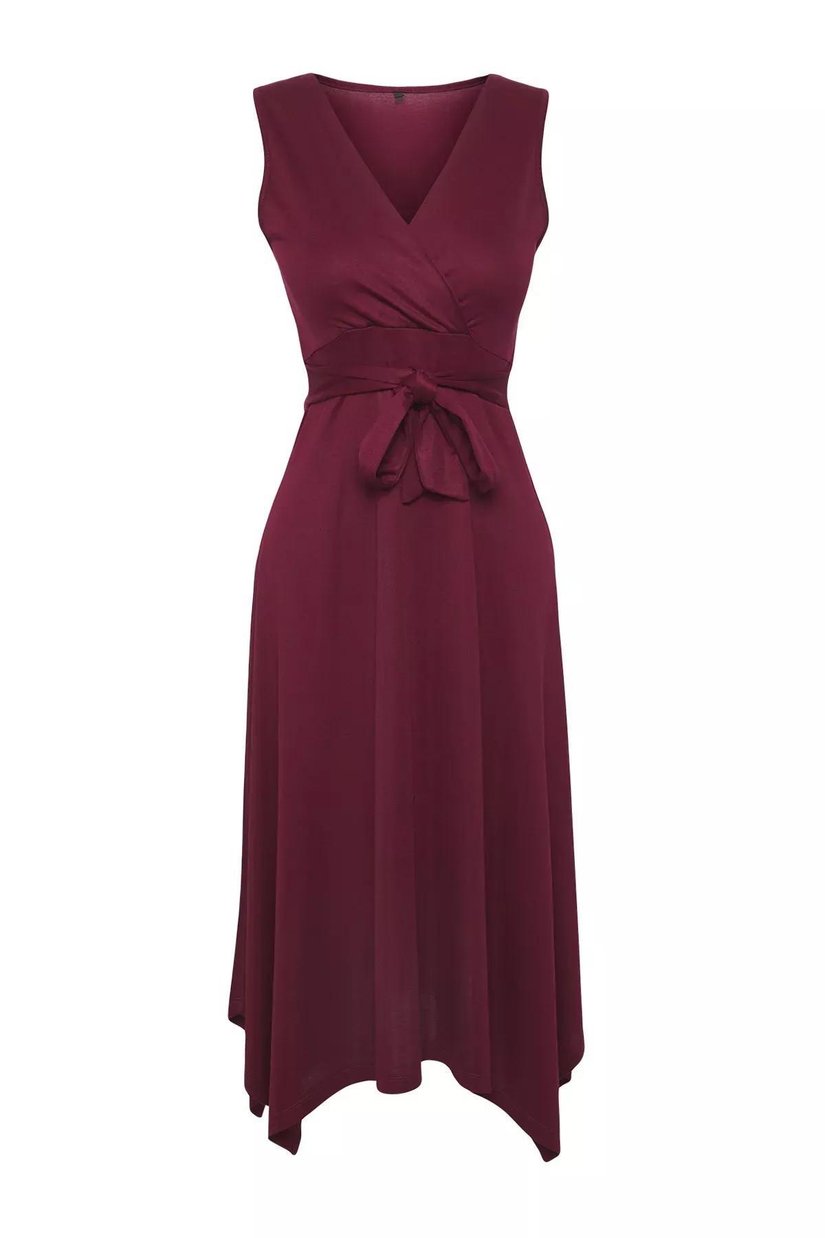 Purple Pique Slit Maxi Dress, Plum, large image number 4