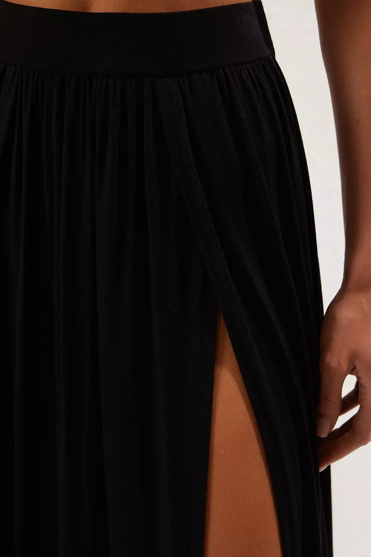 Black Maxi Slit Beach Skirt, , large image number 3