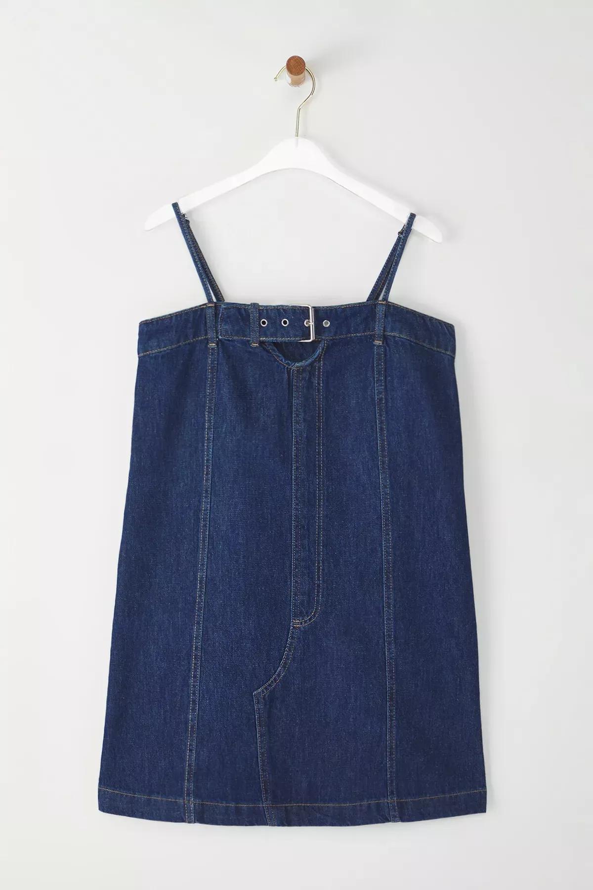 Blue Limited Edition Mini Denim Dress, DARK BLUE, large image number 0
