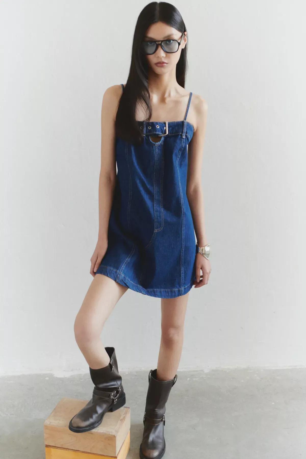 Blue Limited Edition Mini Denim Dress, DARK BLUE, large image number 1