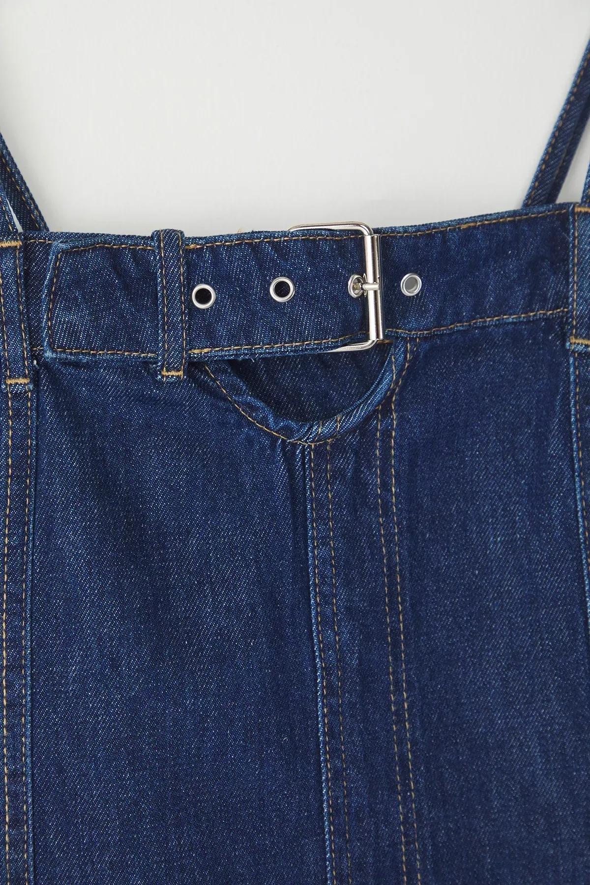 Blue Limited Edition Mini Denim Dress, DARK BLUE, large image number 2