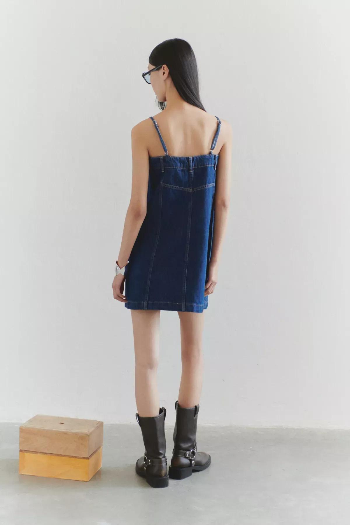 Blue Limited Edition Mini Denim Dress, DARK BLUE, large image number 3