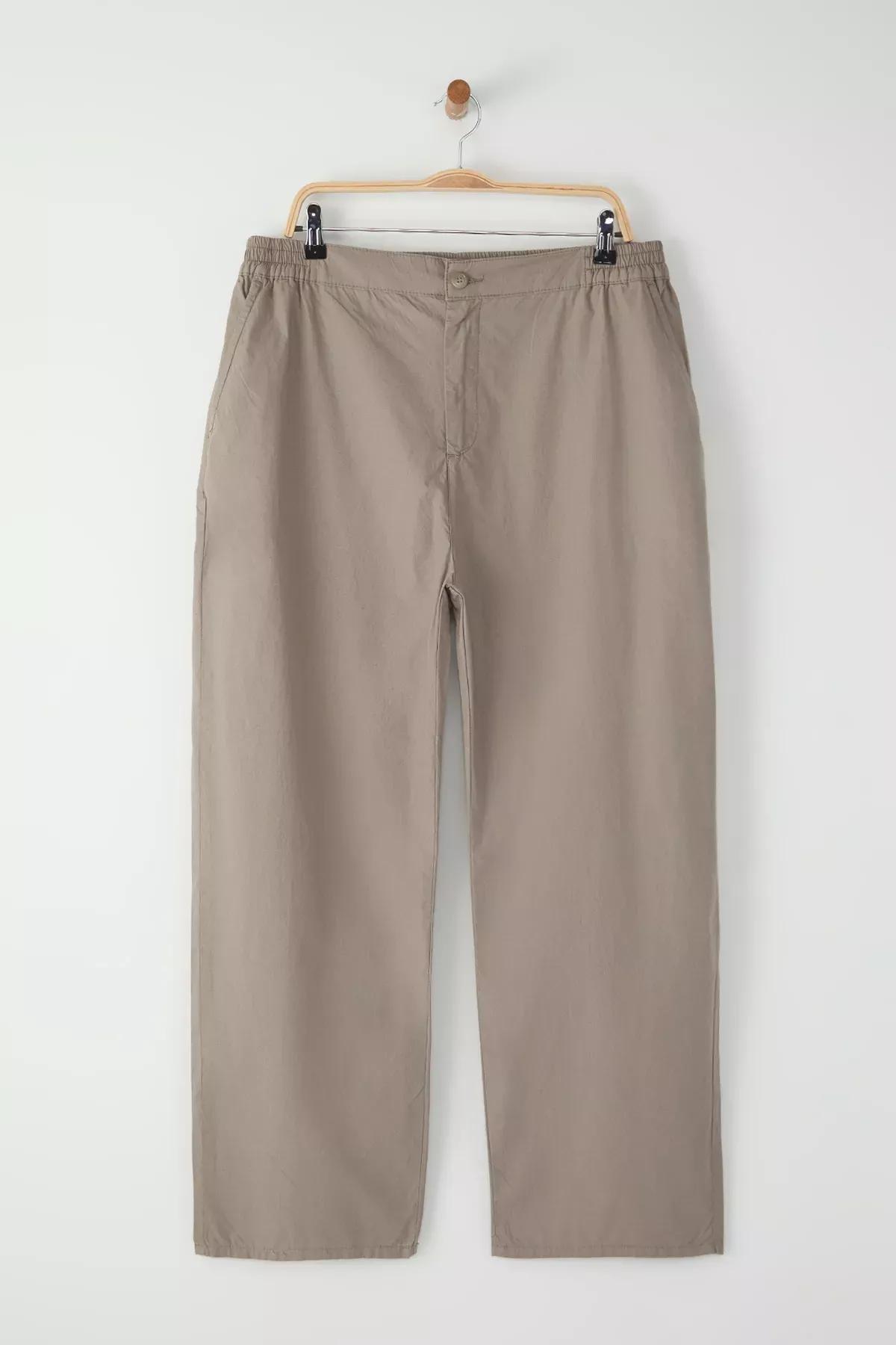 Stone Plus-Size Woven Trousers, STONE, large image number 0