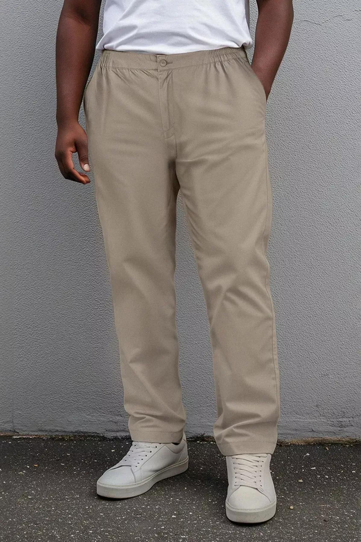 Stone Plus-Size Woven Trousers, STONE, large image number 1